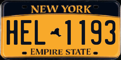 NY license plate HEL1193