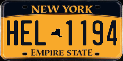 NY license plate HEL1194