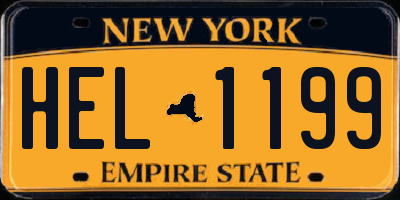 NY license plate HEL1199
