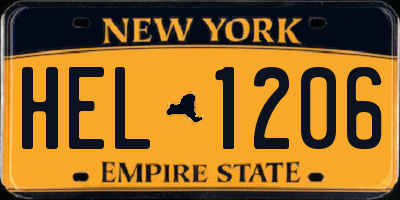 NY license plate HEL1206