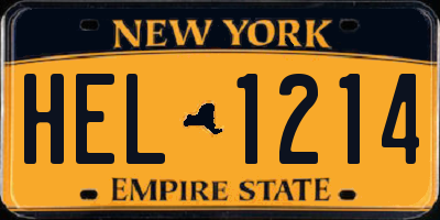 NY license plate HEL1214