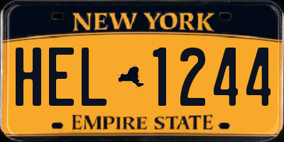 NY license plate HEL1244