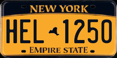 NY license plate HEL1250
