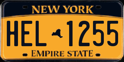 NY license plate HEL1255