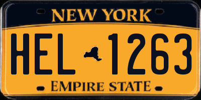 NY license plate HEL1263