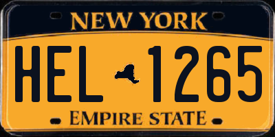NY license plate HEL1265
