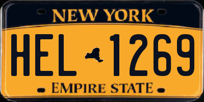 NY license plate HEL1269