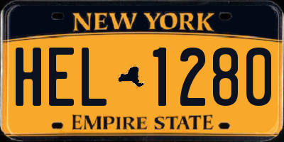 NY license plate HEL1280