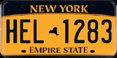 NY license plate HEL1283