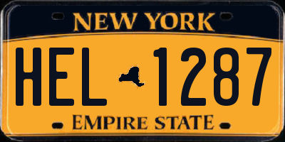 NY license plate HEL1287