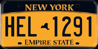 NY license plate HEL1291