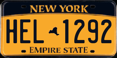 NY license plate HEL1292