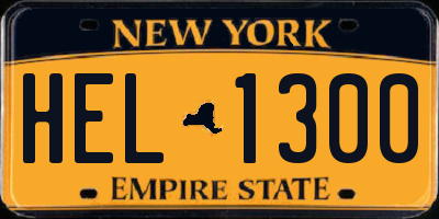 NY license plate HEL1300