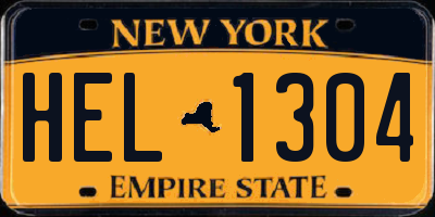 NY license plate HEL1304