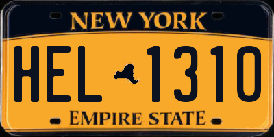 NY license plate HEL1310