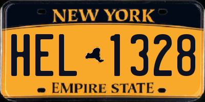NY license plate HEL1328