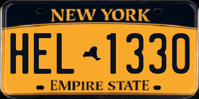 NY license plate HEL1330