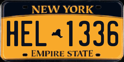 NY license plate HEL1336