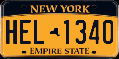 NY license plate HEL1340