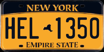 NY license plate HEL1350