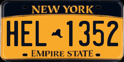 NY license plate HEL1352
