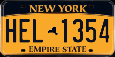 NY license plate HEL1354