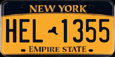 NY license plate HEL1355