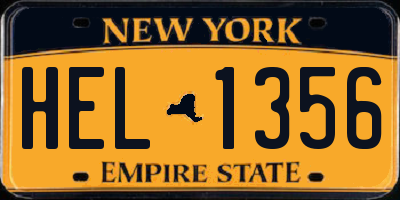 NY license plate HEL1356
