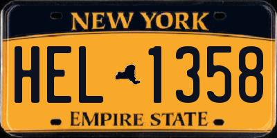 NY license plate HEL1358