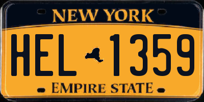 NY license plate HEL1359