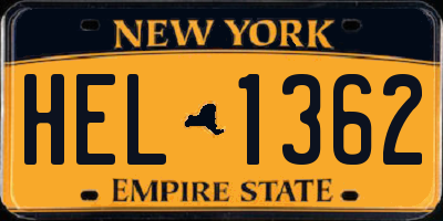 NY license plate HEL1362