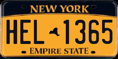 NY license plate HEL1365