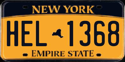 NY license plate HEL1368