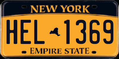 NY license plate HEL1369