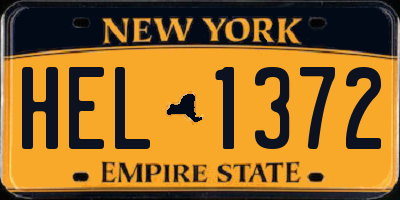 NY license plate HEL1372