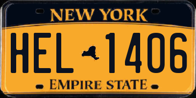 NY license plate HEL1406