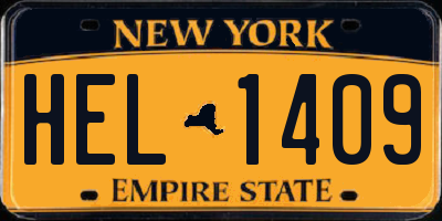 NY license plate HEL1409