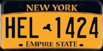 NY license plate HEL1424