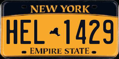 NY license plate HEL1429