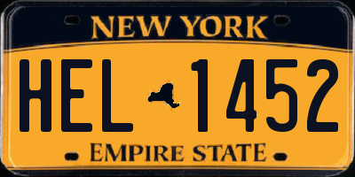 NY license plate HEL1452
