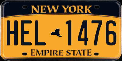NY license plate HEL1476