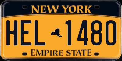 NY license plate HEL1480