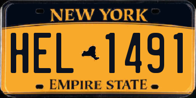 NY license plate HEL1491