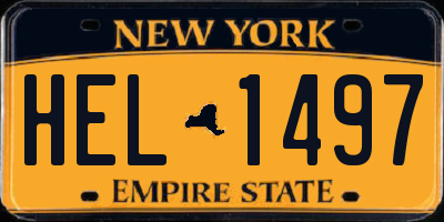 NY license plate HEL1497