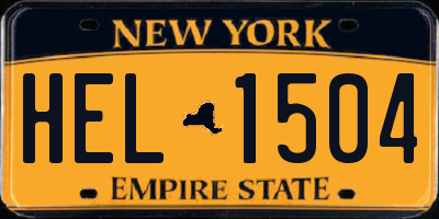 NY license plate HEL1504