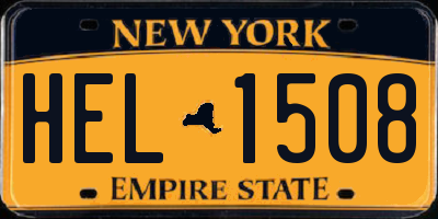 NY license plate HEL1508