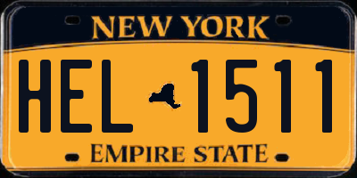 NY license plate HEL1511