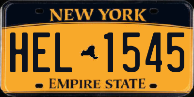 NY license plate HEL1545