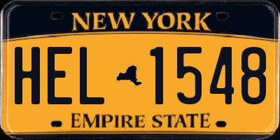 NY license plate HEL1548