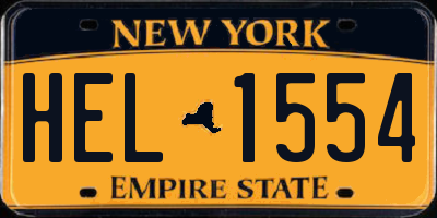 NY license plate HEL1554